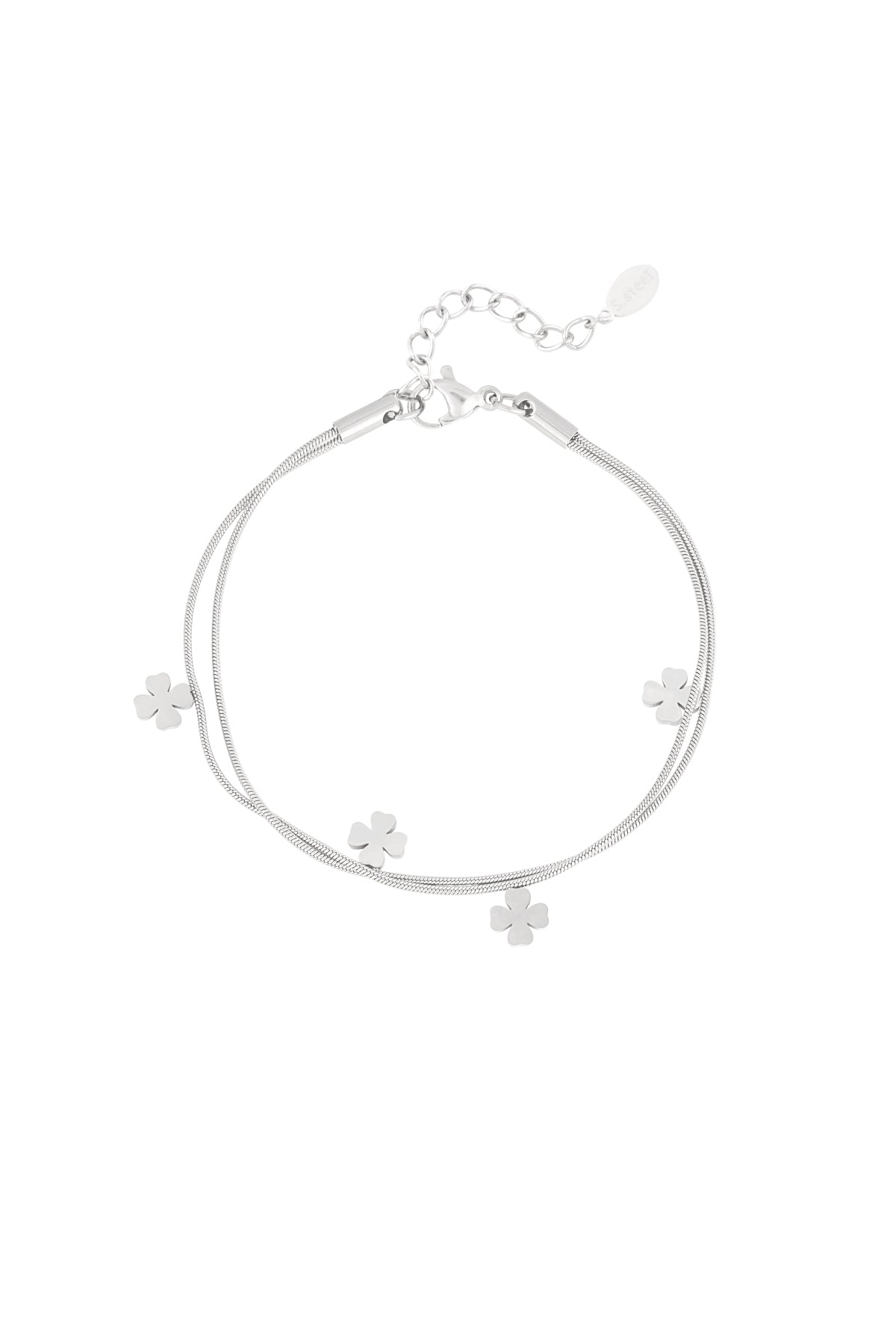 Doppeltes Kleeblatt-Armband - Goldfarben