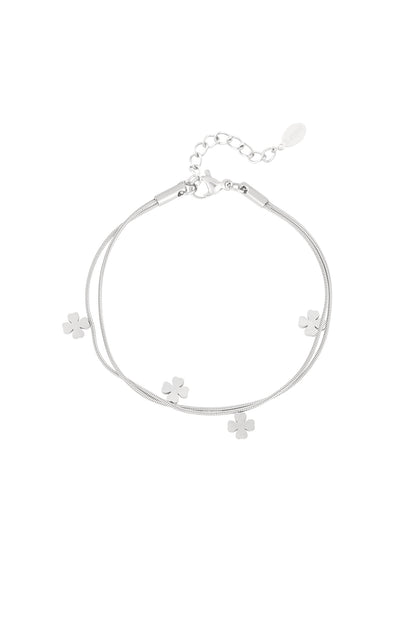 Doppeltes Kleeblatt-Armband - Goldfarben