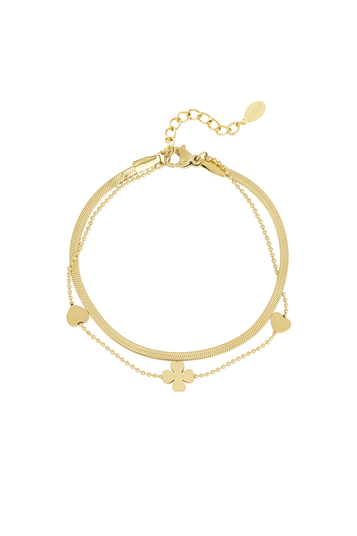 armband kleeblatt herz - goldfarben