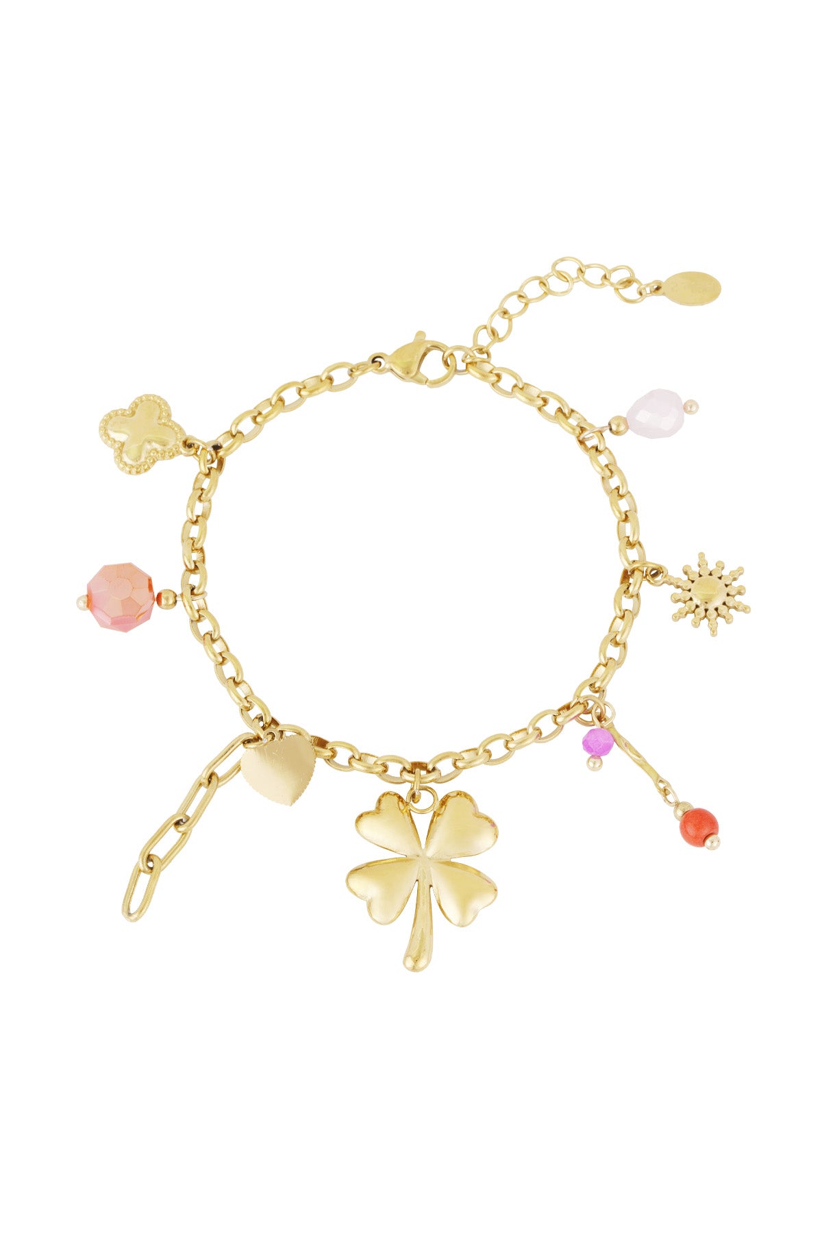 armband mit glücksbringer, baby - farbe gold