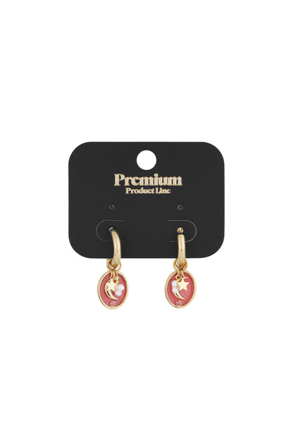 Damen Ohrringe Mondliebhaber Emaille | Edelstahl 304S | Rosa