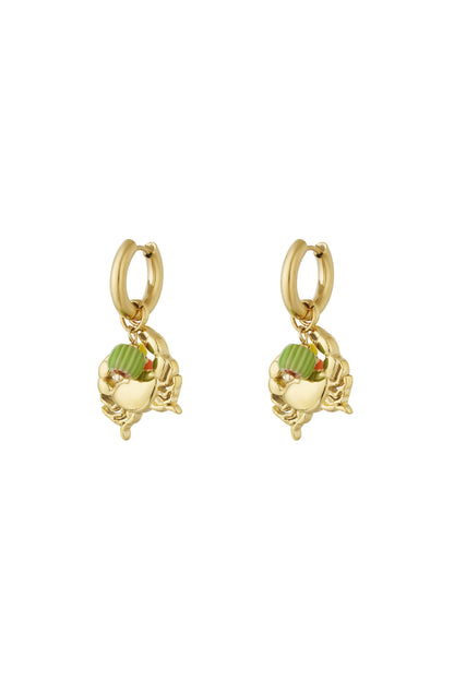 Damen Ohrringe Krabbe 14K Marine | Edelstahl vergoldet | Goldfarbe