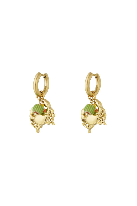 Damen Ohrringe Krabbe 14K Marine | Edelstahl vergoldet | Goldfarbe