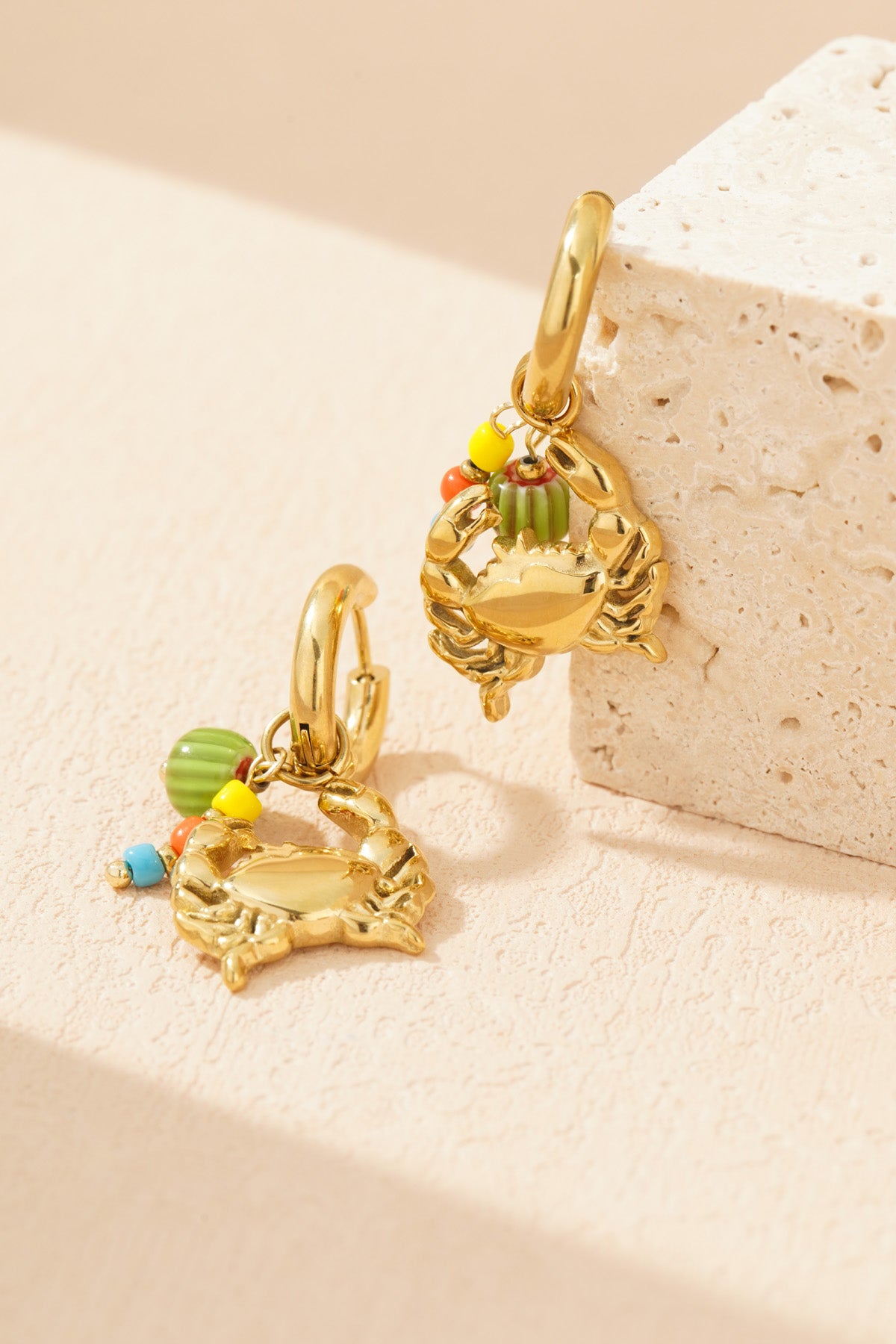 Damen Ohrringe Krabbe 14K Marine | Edelstahl vergoldet | Goldfarbe