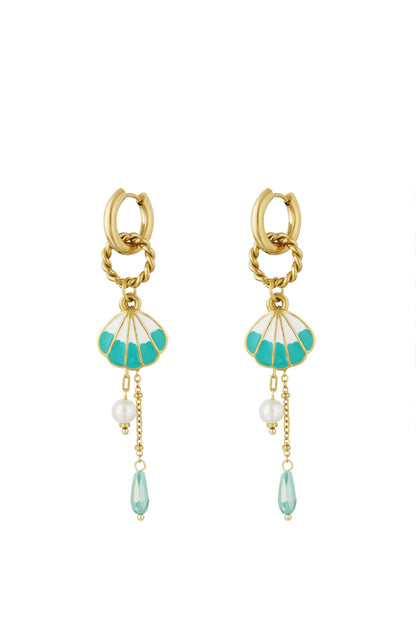 Damen Ohrringe Muschel Groß Luxus | Edelstahl 304S | Goldfarbe