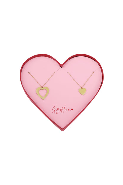 Geschenk der Liebe Edelstahl-Liebesarmbänder mit Kette - Goldfarben