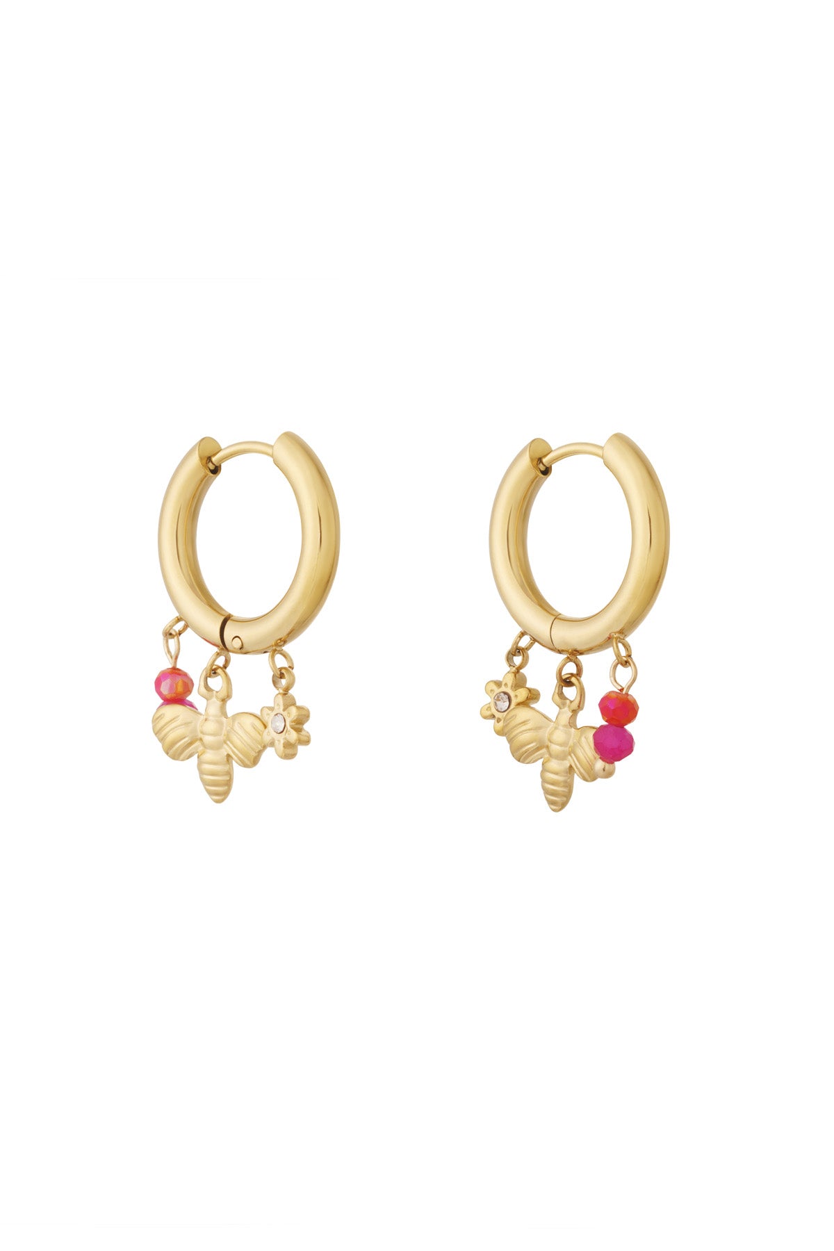 Damen Ohrringe Bienen Charm 14K | Vergoldet | Gold & Silber
