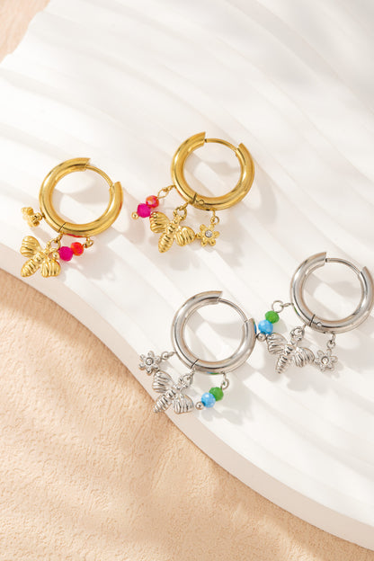 Damen Ohrringe Bienen Charm 14K | Vergoldet | Gold & Silber