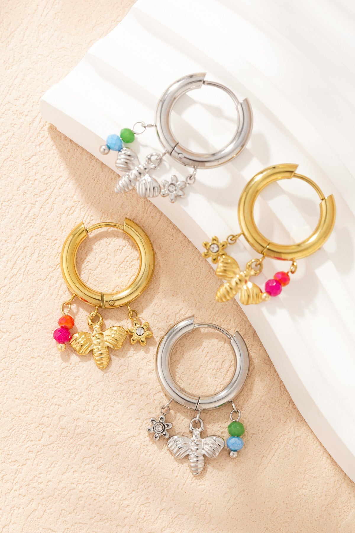 Damen Ohrringe Bienen Charm 14K | Vergoldet | Gold & Silber