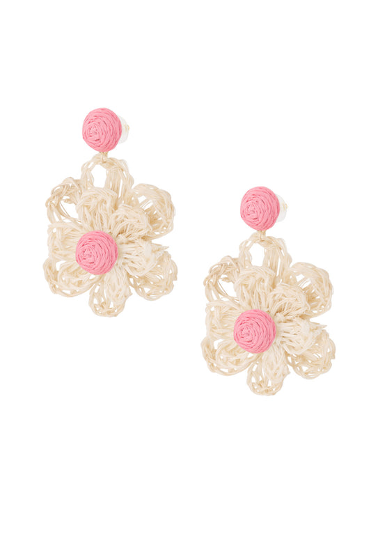Damen Ohrringe Blume Kupfer Bast | Kupfer & Bast | Rosa, Orange & Creme