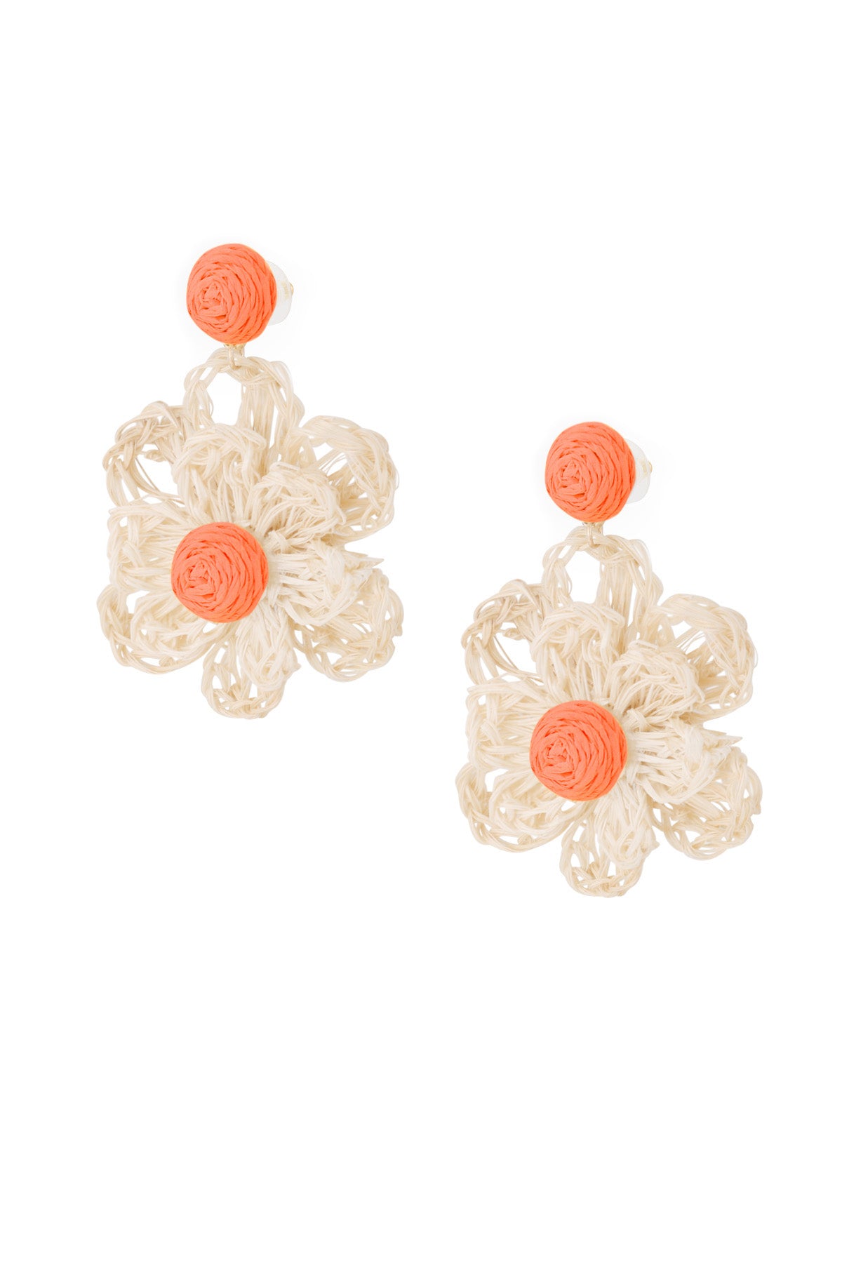 damen ohrringe blume kupfer bast | kupfer & bast | rosa, orange & creme