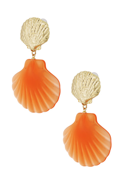 Damen Ohrringe Muschel Rosa | Legierung | Rosa & Orange