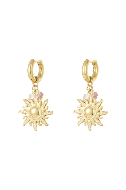 Damen Tropfenohrringe Sonne & Mond | Edelstahl | Gold & Silber