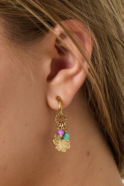 Damen Ohrringe Blumen-Schleife Charm | Edelstahl | Goldfarbe