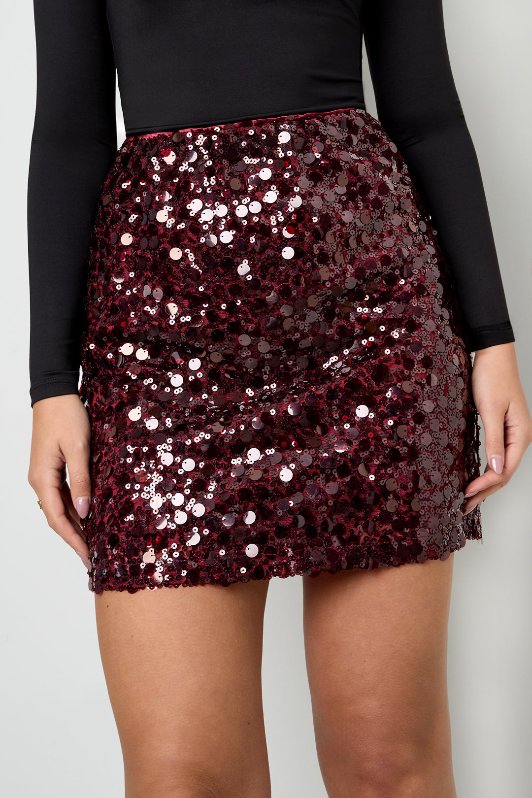 Damen Minirock Pailletten | Polyester | Purpur