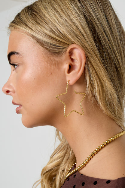 Damen Creolen Stern Alltagsglanz | Edelstahl | Goldfarbe & Silberfarbe