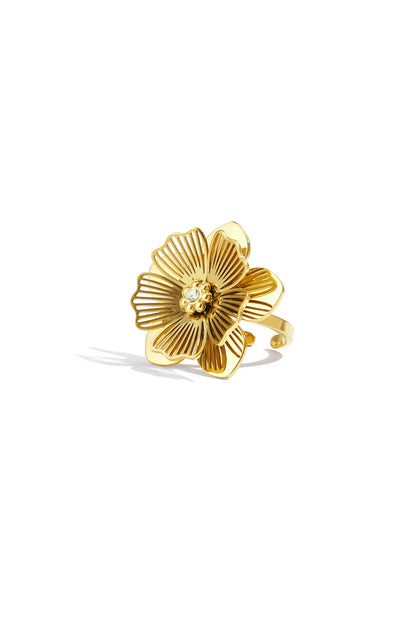 Damen Ring Blume Statement Daily | Edelstahl | Goldfarbe
