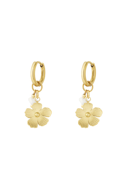 Damen Ohrringe Sonnenblume Kristall 14K | Edelstahl vergoldet | Rosa