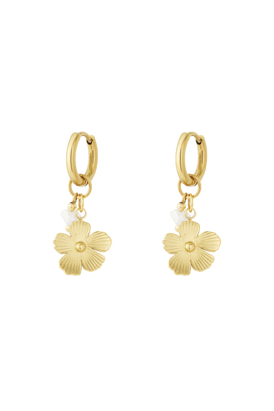 Damen Ohrringe Sonnenblume Kristall 14K | Edelstahl vergoldet | Rosa