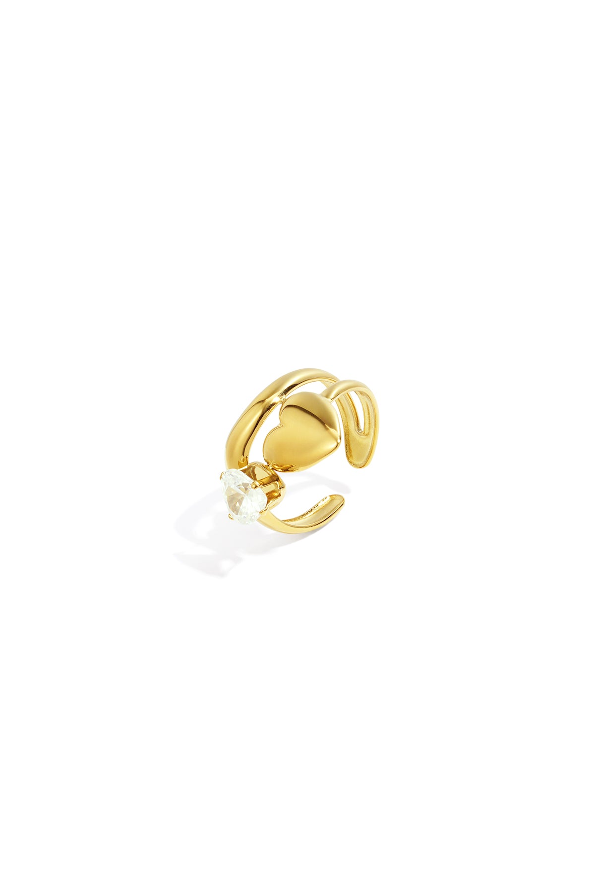 Damen Ring Herz Zirkon | Edelstahl | Goldfarbe