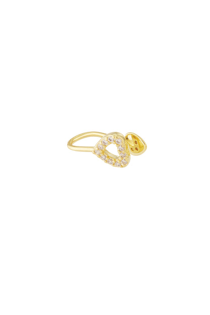 Damen Ear Cuff & Nasenmanschette Herz Zirkon | Kupfer | Goldfarbe & Silberfarbe