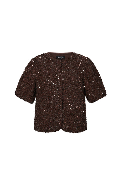 Damen Top Pailletten Kurzarm Elegance | Polyester | Mehrfarbig