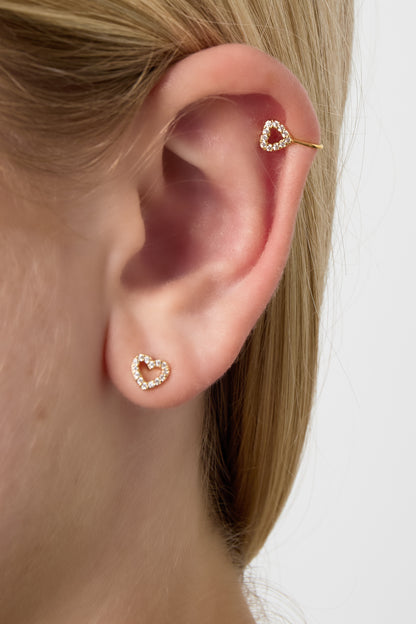 Damen Ear Cuff & Nasenmanschette Herz Zirkon | Kupfer | Goldfarbe & Silberfarbe