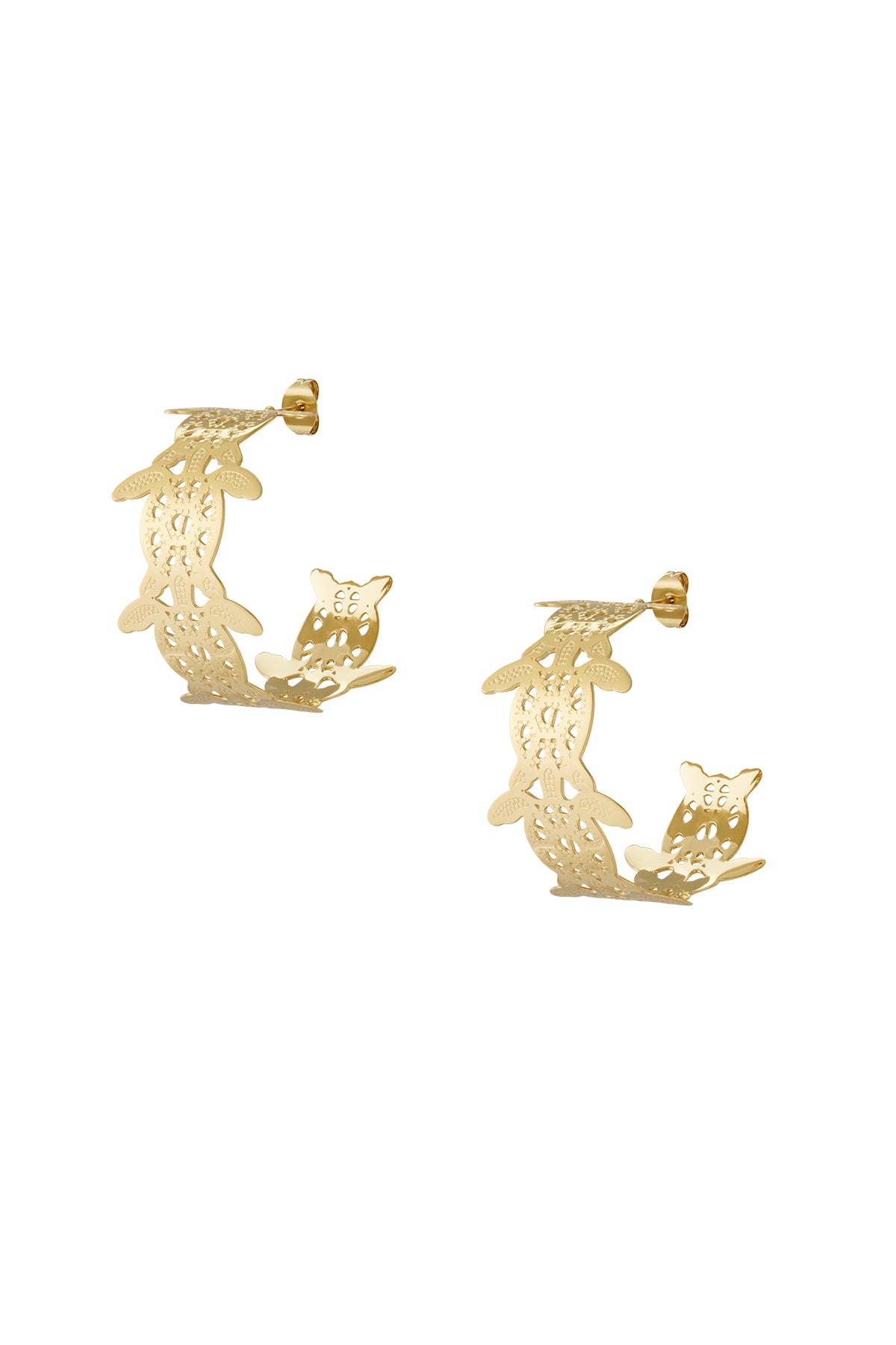 Damen Creolen Meeresschildkroete 14K | Edelstahl vergoldet | Goldfarbe