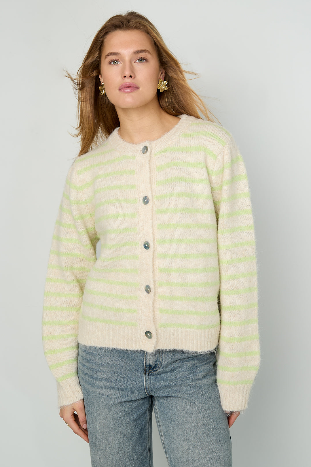 Damen Cardigan Gestreift | Polyester | Mehrfarbig