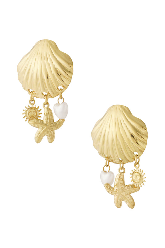 Damen Ohrringe Strandliebe Trio 14K | Edelstahl vergoldet | Goldfarbe