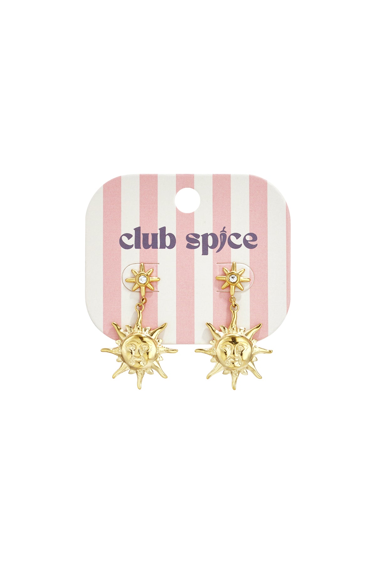 Damen Ohrringe Sonne Strass | Edelstahl | Goldfarbe & Silberfarbe