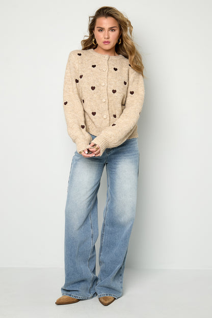 Damen Strickjacke Herzchen Leicht | Polyester | Mehrfarbig