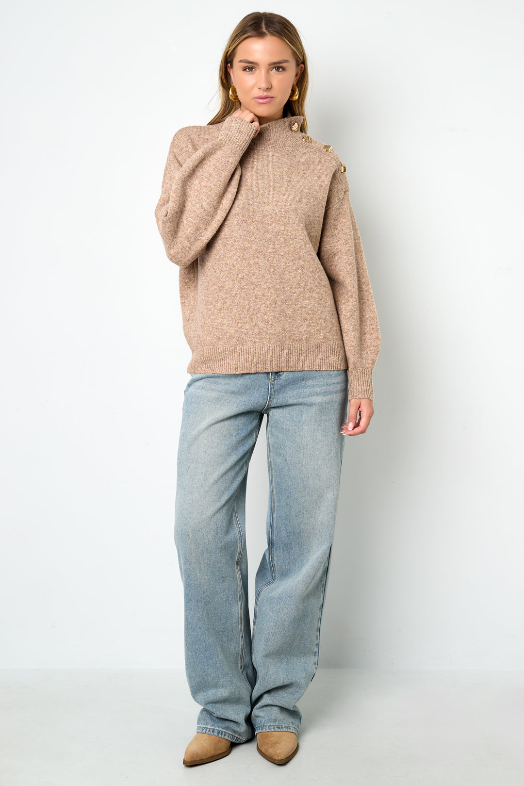 damen rollkragenpullover gestrickt | polyester | mehrfarbig