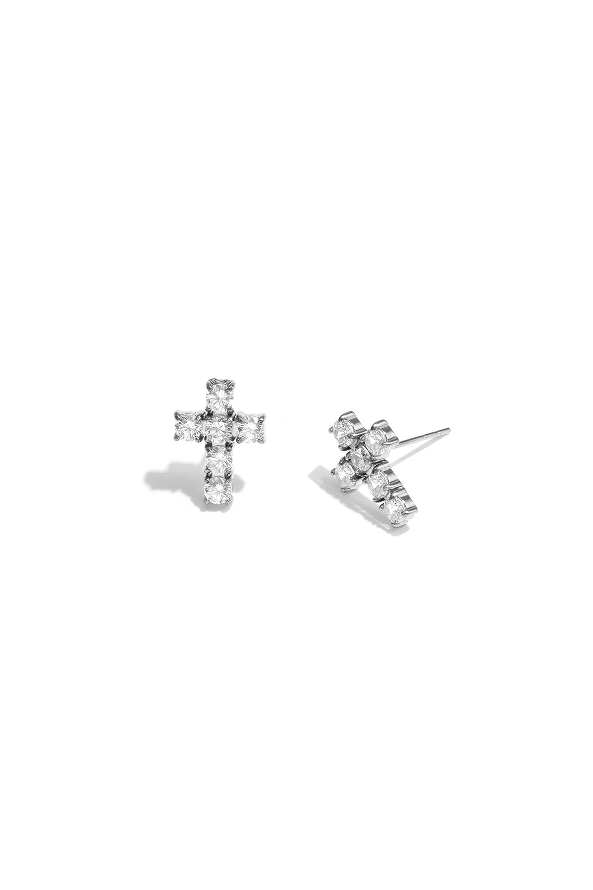 Edelstahl-Ohrstecker mit Kreuzmotiv, schlichte Alltags-Serie, Damenschmuck