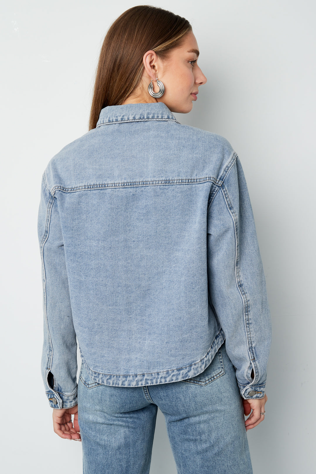 damen jeansjacke patch detail | denim | blau