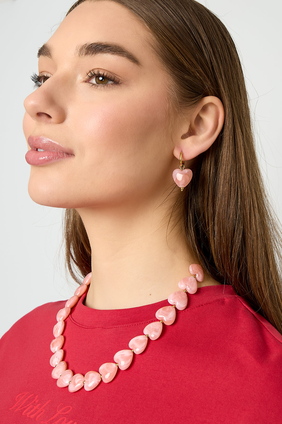 damen ohrringe herz perlen | edelstahl | hellrosa & rosa & babyblau
