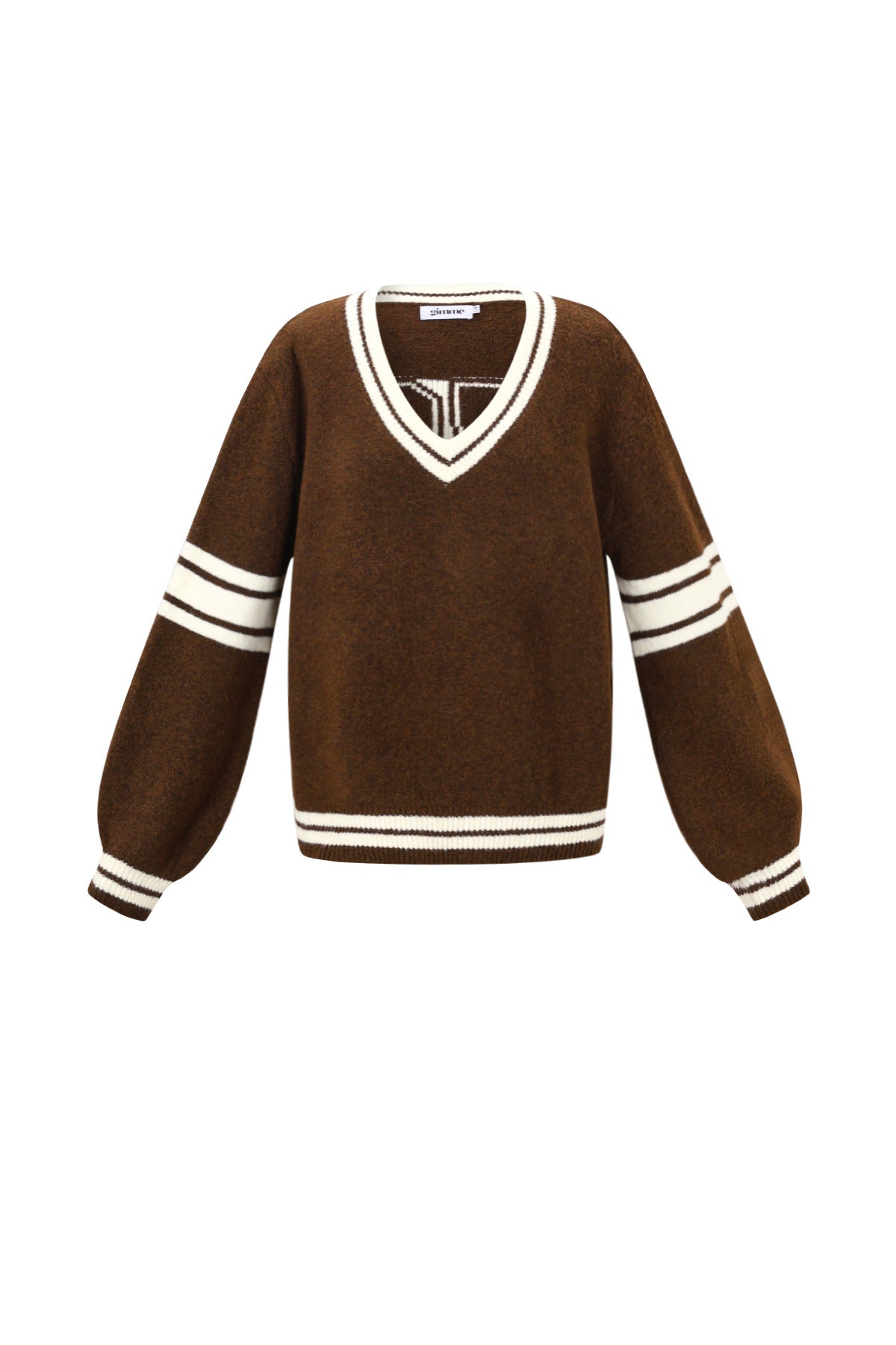 Damen Pullover V-Ausschnitt Kontraststreifen | Polyester | Mehrfarbig
