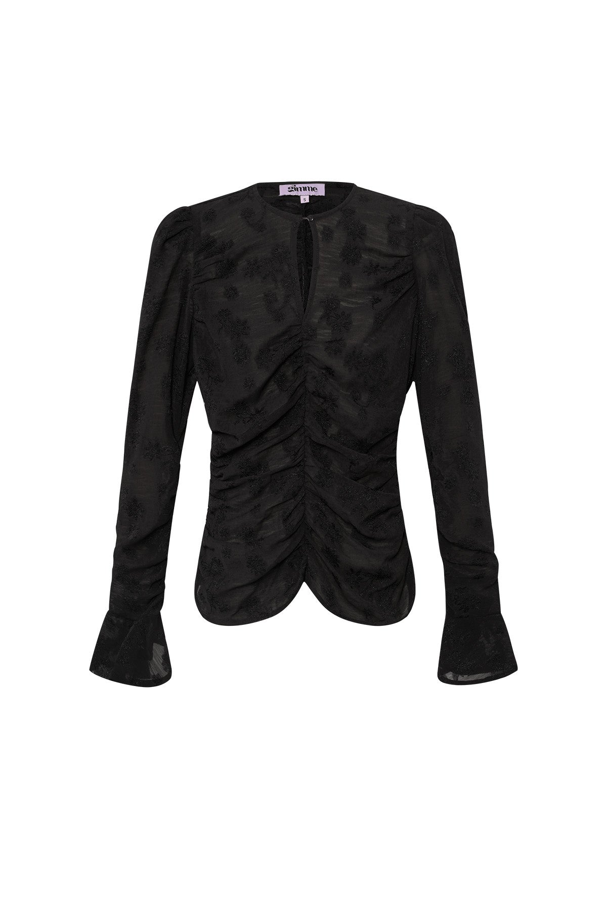 Damen Langarmshirt Rüschen Fein | Polyester | Schwarz