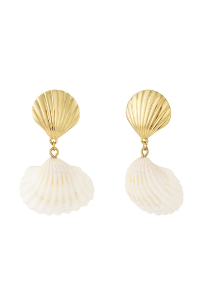 Damen Ohrringe Meeresmuschel 14K | Edelstahl vergoldet | Goldfarbe