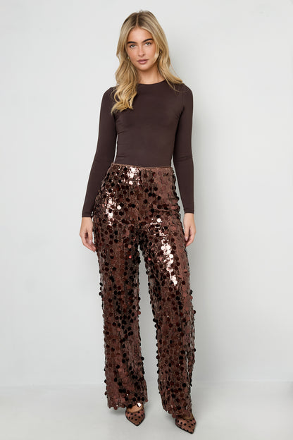 Damen Hose Pailletten Gerade | Polyester | Mehrfarbig
