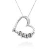 Personalized Heart Pendant Necklace with Engraved Name Beads