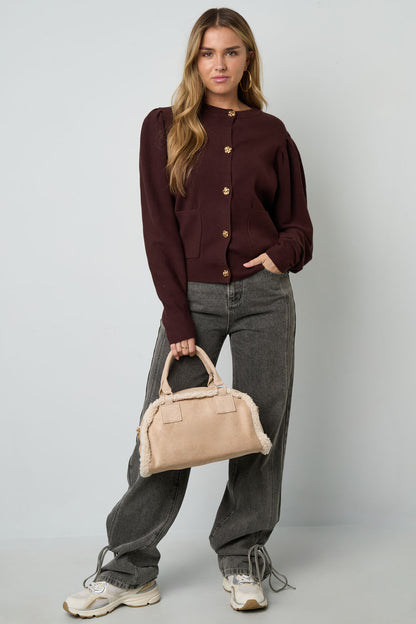 Patchwork Umhängetasche Teddy-Detail | Boho Damen