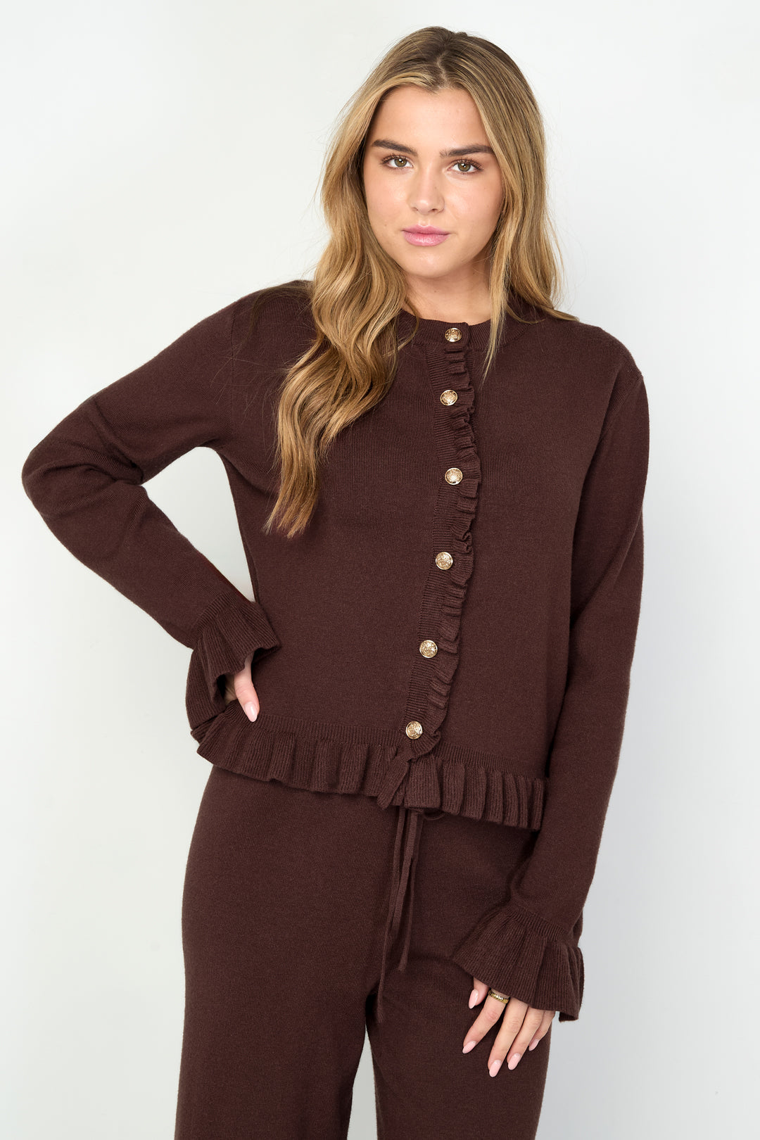 Damen Cardigan Rüschen Viskose | Viskose | Mehrfarbig