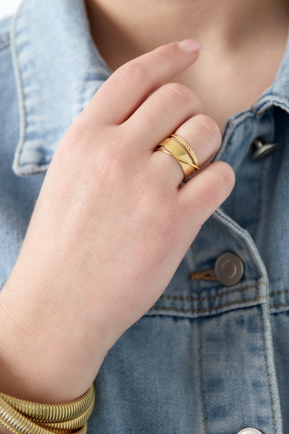 Damen Ring Mehrlagen | Edelstahl | Silberfarbe