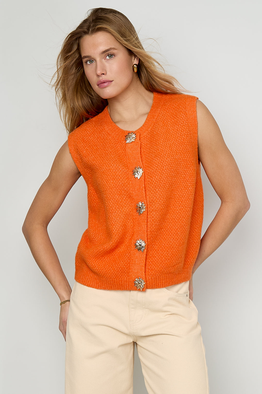 Damen Weste Gestrickt Edel | Polyester | Mehrfarbig