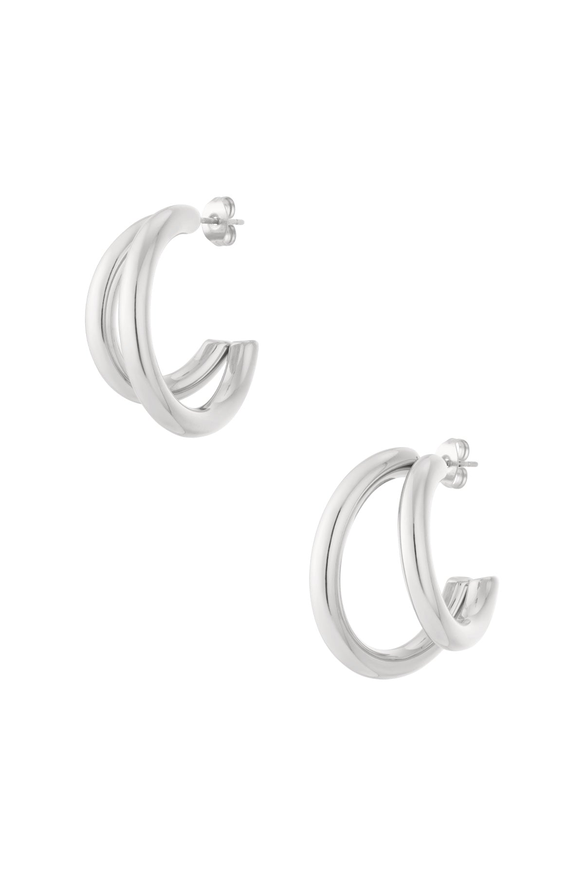 Damen Doppelcreolen Elegant | Edelstahl | Gold & Silber