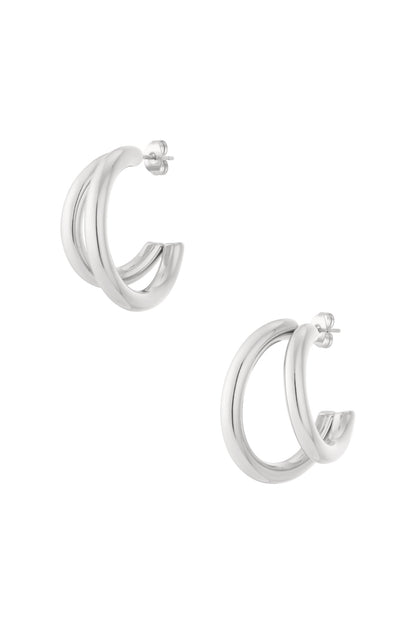 Damen Doppelcreolen Elegant | Edelstahl | Gold & Silber