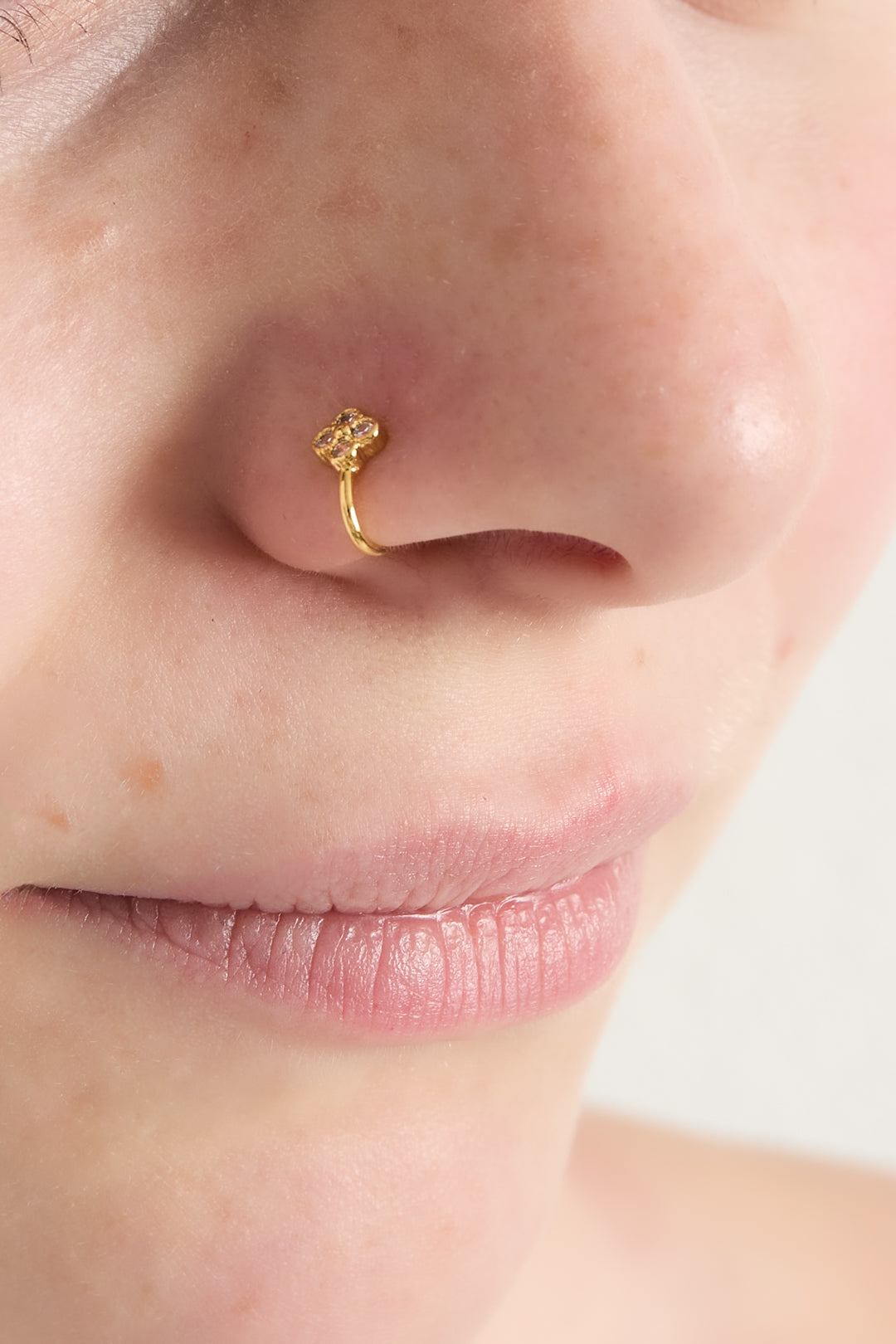 Damen Ear Cuff & Nasenmanschette Blume Klee Zirkon | Kupfer | Goldfarbe & Silberfarbe