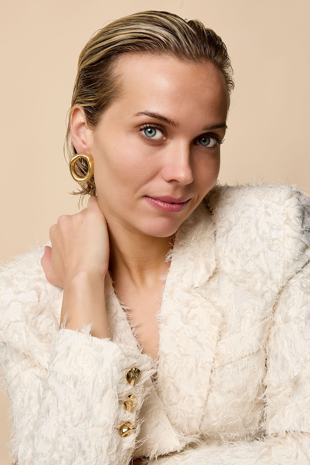 damen ohrstecker unregelmäßig | edelstahl | goldfarbe & silberfarbe