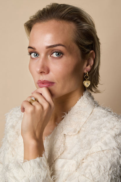 Damen Ohrhänger Herz-Tropfen Strass | Edelstahl 304S | Gold & Silber